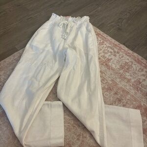 girls linen white pants